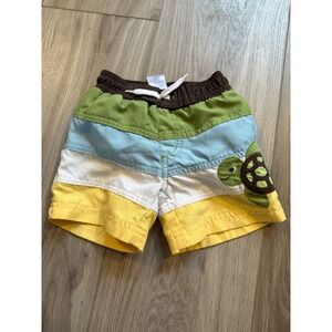 Gymboree Baby Boys Striped Turtle Swim Trunks Board Shorts 6-12 Months